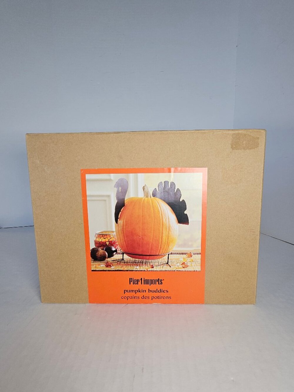 Pier One Imports Pumpkin Thanksgiving Turkey Metal Head Tail And Stand Set